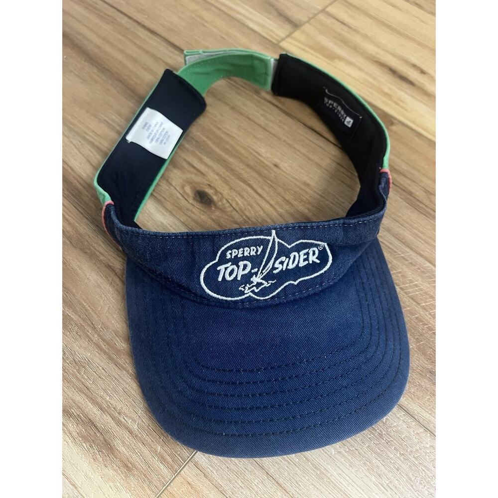Sperry Top-Sider OSFM 100% Cotton Sun Visor Blue‎ Green Adjustable